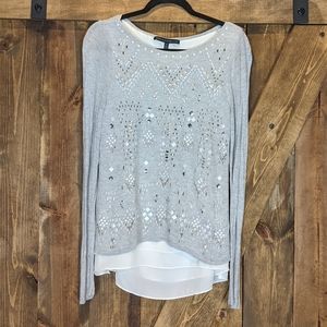 WHBM grey layered sweater